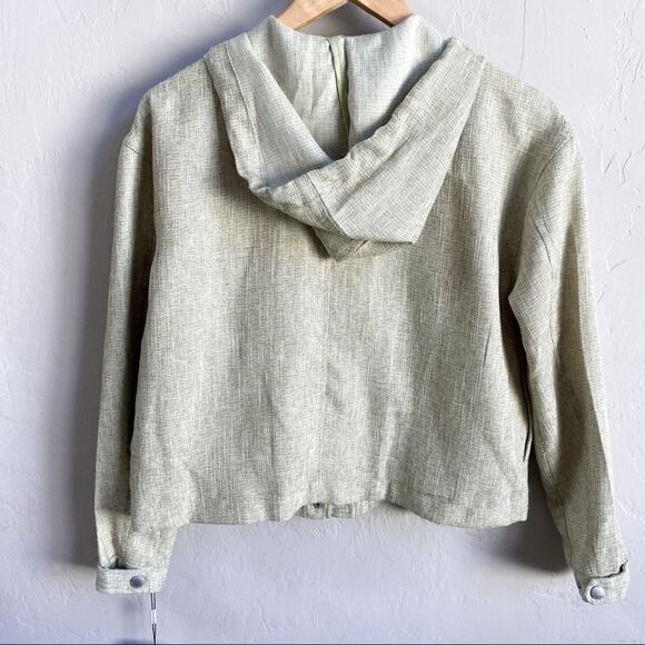 NWT Avec Les Filles Sage Green Hooded Zip Up‎ Utility Jacket - Picture 2 of 6